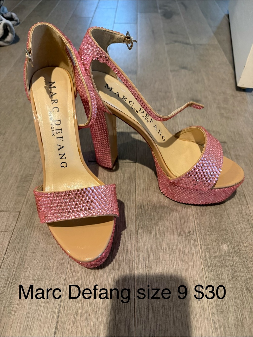 Marc Defang Pink Crystal Platform Heels